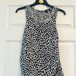 sleeveless leopard print top black grey
